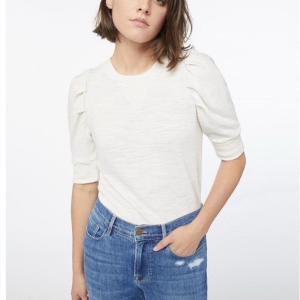 Frame Off White Shirred T-Shirt
